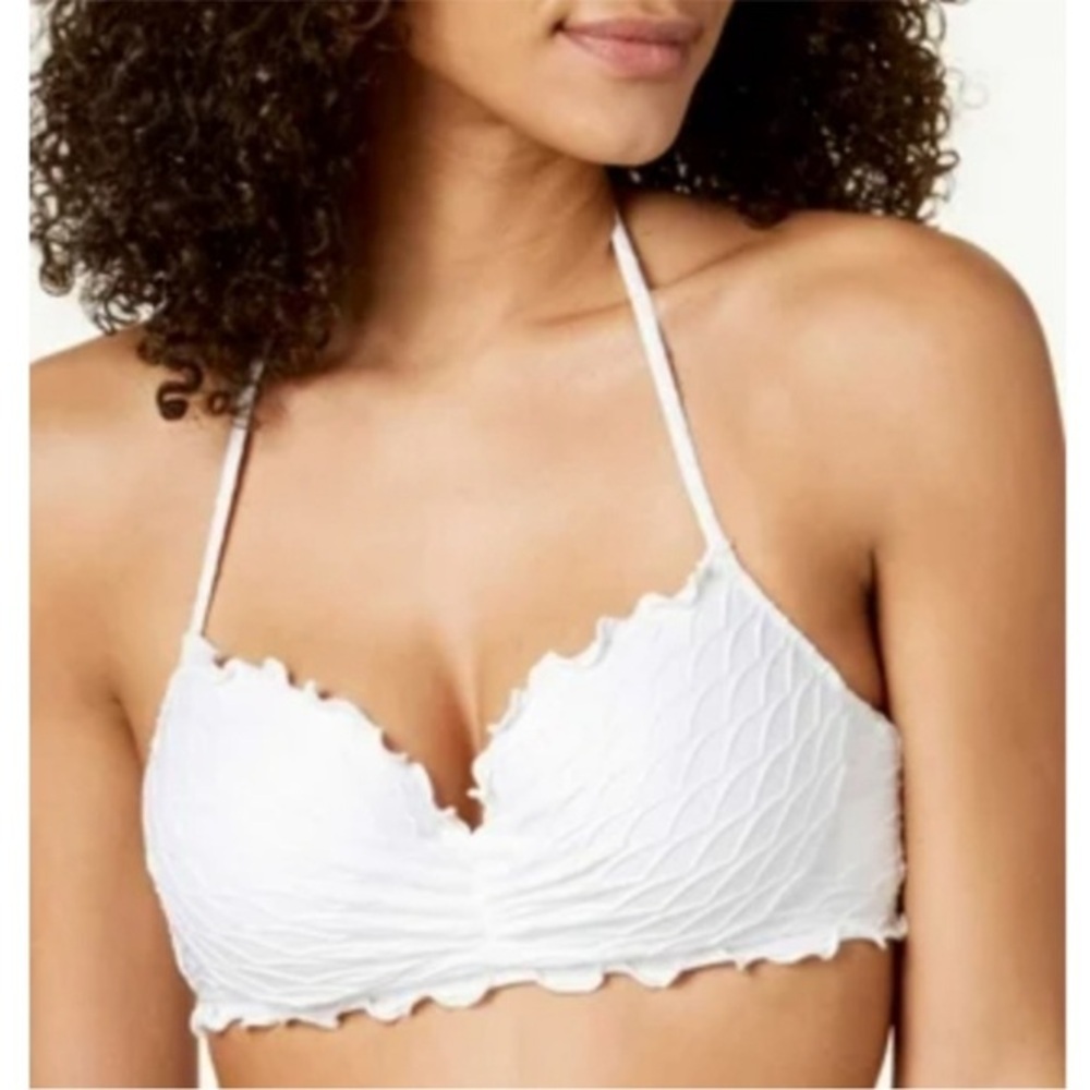 Sundazed Nixie White Textured Underwire Bra-Sized Halter Bikini Top (Size 36D)